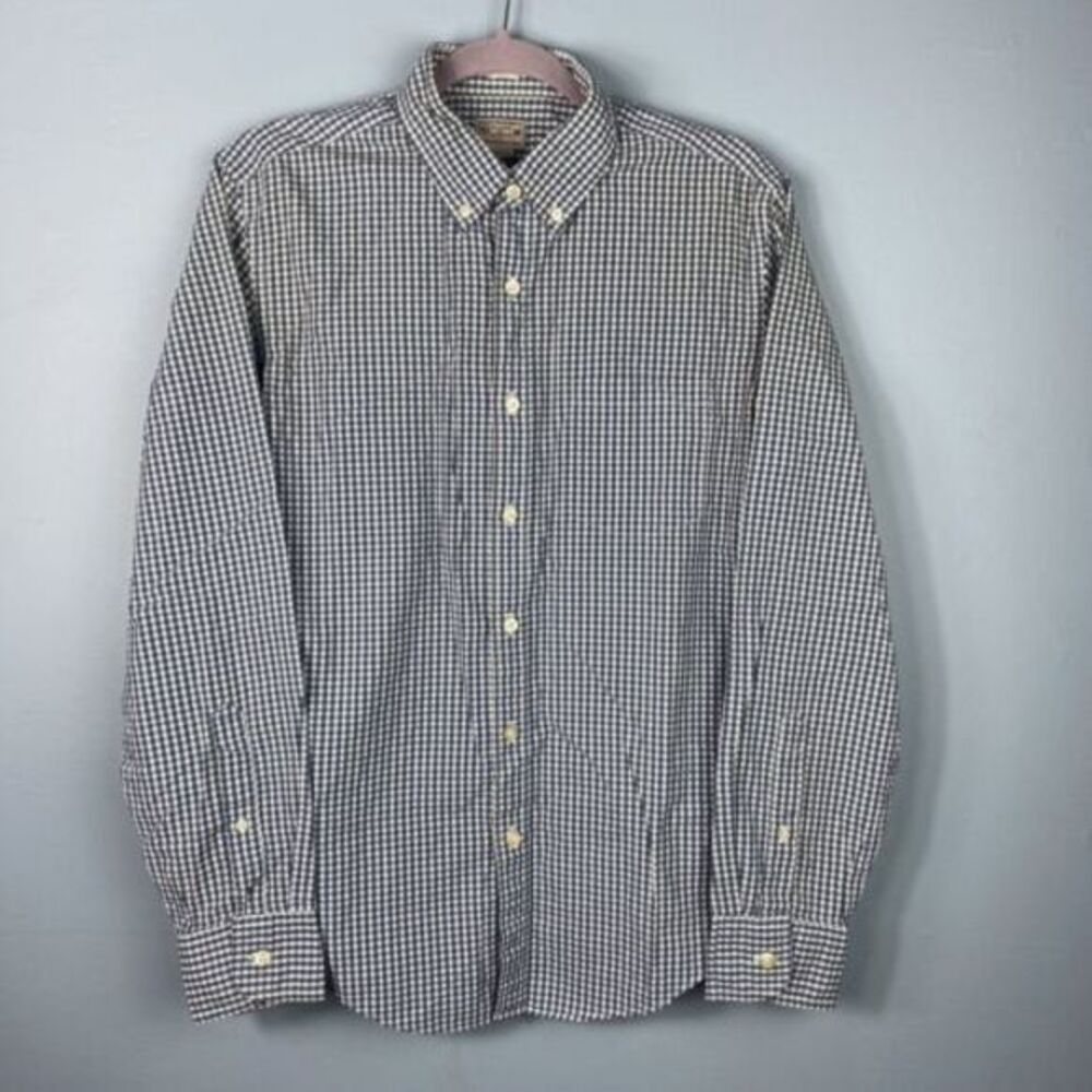 Mens J.‎ Crew L/S 100% Cotton Button-Down Shirt Blue Plaid Medium M